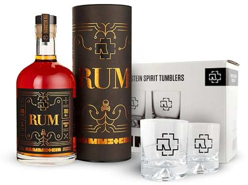 Rammstein Rum (1 x 0.7 L) + Rammstein Tumbler ”Logo” 2er Box 0,29l Glas im Set By Lange Theke