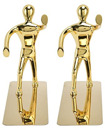 HERCHR Dekorative Mann-Buchstützen, Dekorative Buchstützen, Goldene Edelstahl-Kunst-Buchstütze, Metall-Buchstopper, Buchstützen, Dekor Für Die Dekoration Der Heimbibliothek