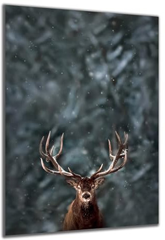 DARO Design - Wand-Bild auf 6mm HDF 30x20 cm Hirsch-Geweih frontal - Wand-Deko Bilder Geschenk