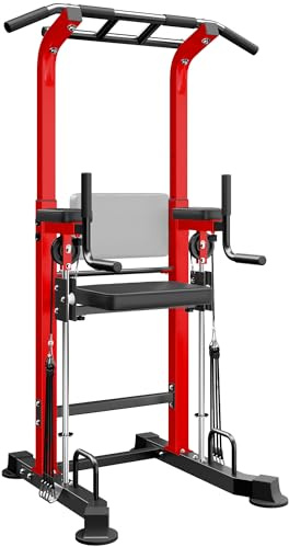 SogesPower Power Tower Dip Station Pull Up Bar for Home Gym Multi-Function Adjustable Height Strength Training Workout Equipment