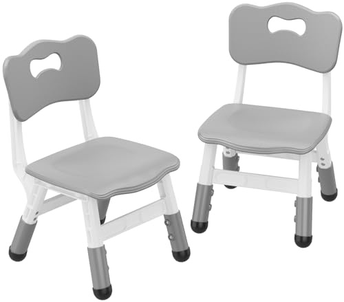 Kids Chair 2 Pack, 3 Level Height Adjustable Toddler Chairs, Grey