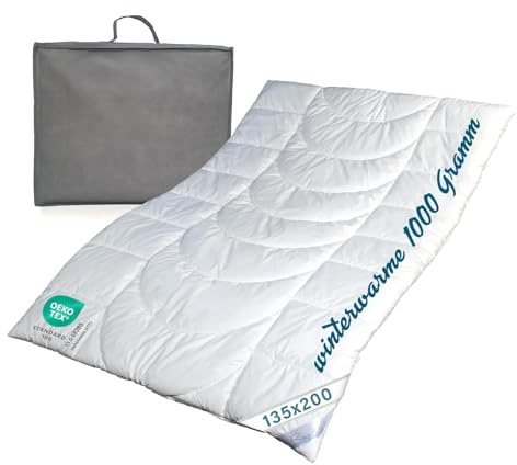 Sympathica Winter Duo Bettdecke 135x200cm | extra warmes, atmungsaktives Winterbett | für Allergiker geeignet | 1000g Klimahohlfasern mit Microfaserbezug | 60° Wäsche | Öko-Tex-Zertifikat