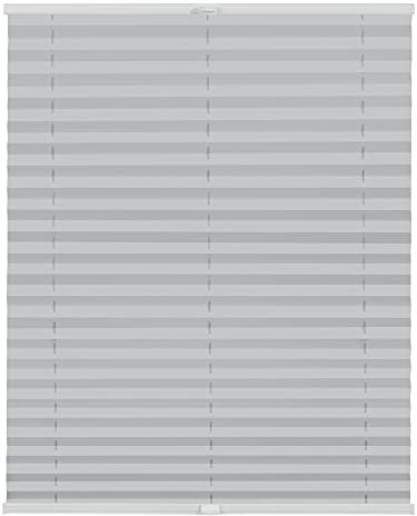 Lichtblick Plissee Klebfix, ohne Bohren, verspannt, Blickdicht, Hitzeschutz - Grau 60 cm x 100 cm (B x L)