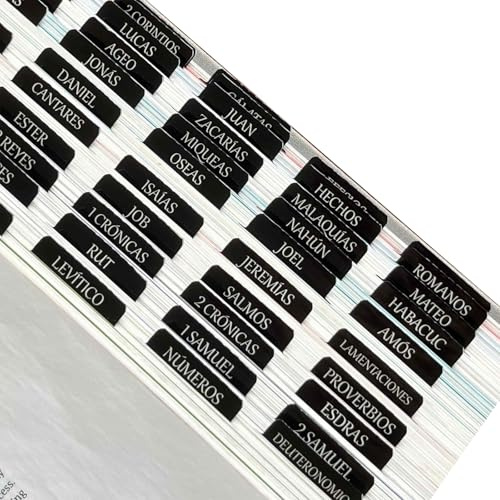 TELAIN Registres bibliques, autocollants à grande impression, faciles à lire et à utiliser, noir de luxe, pour femmes et hommes, onglets bibliques laminés