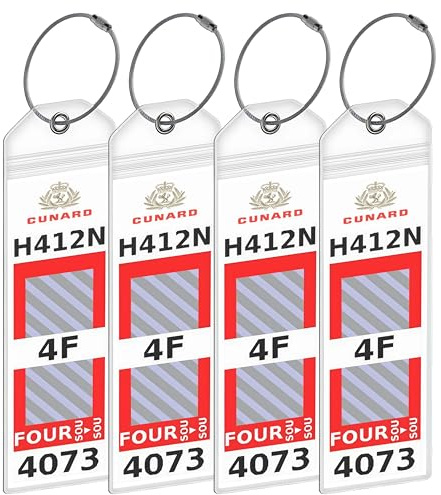 Cunard Cruise Luggage Tag Holders [4 Pack] – Waterproof, Durable Plastic with Steel Loops – Fits All Cunard Ships for Cruising in 2026, 2027 and 2028 – Cruise Essentials by Anchors Up