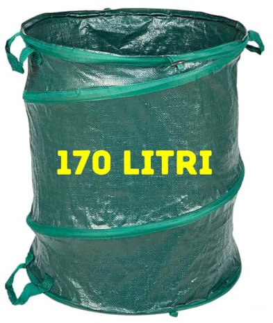 Sacco Raccolta Foglie Giardino Pop Up Sacchi per Rifiuti Verdi Giarrdinaggio Raccoglitore Pieghevole Fogliame da 170 litri Misura 56x70 cm Colore Verde