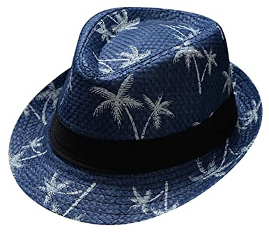boseucn Sonnenhut Herren Damen Palmen Drucken Strandhut Panamahut Urlaub Hawaii Hüte Mottoparty Partyhut Verkleidung Retro Cowboyhüte Weicher Stoff Leicht Kostümaccessoire Sonnenhut Frauen Männer