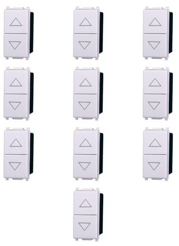 10 MODULI PULSANTE DOPPIO SALISCENDI, BIANCO, COMPATIBILE CON VIMAR PLANA, PER TAPPARELLE AVVOLGIBILI, MODULI E FRUTTI 100% COMPATIBILI, MATERIALI DI ALTA QUALITA'