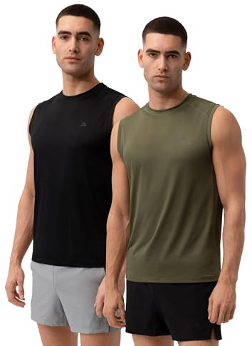 DANISH ENDURANCE Tank Top for Men, Gym Running, Dry Fit Mens Vest Tops, Athletic Sleeveless Tshirt, Activewear for Workout, 1 or 2 Pack