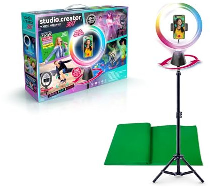 Canal Toys – Studio Creator 360 Motion Tracking Ring Light Video Kit – Record TikTok, YouTube & Instagram Content with XL Green Screen, Tripod & Phone Holder – Ultimate Creator Set for Teens