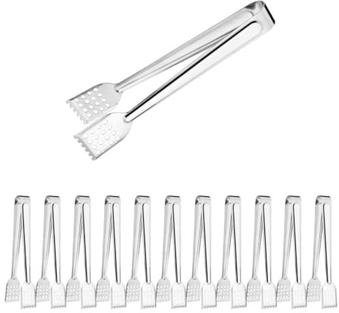 MABAHON 12PCS Serving Tongs Buffet 7 Inch Kitchen Cooking Tongs Buffet Tong | Stainless Steel Buffet Tong,Ice Tongs Cake Salad BBQ Tong for Barbecues, Parties, Birthdays, Kitchen
