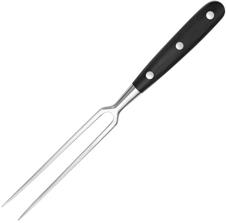 luvtree Heavy-Duty Stainless Steel Carving Fork with Black Wood-Sheathed Handle – Ideal for Turkey, Beef, Ham, BBQ, Grilling & Roasting