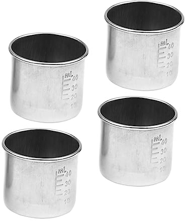 ABOOFAN Misurino Graduato in Acciaio Inossidabile 304 Da 40 Ml Per Medicinali, Misurino Multiuso Portatile Per Uso Domestico e Laboratoristico, Set Da 4 Bicchieri Per Somministrazione Di Pillole