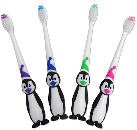 Childrens Christmas Toothbrushes ~ Set of 4 Colours ~ Great Kids Stocking Fillers (4)