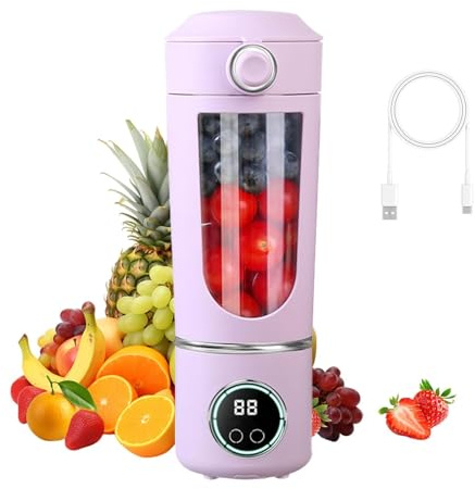 Blender Smoothie, Mini Mixeur Smoothie 700 ml, Petit Mixeur Portable USB avec 12 Lames, Fresh Juice Blender Portable, pour Cuisine, Salle de Sport, Bureau (1500 mAh, Violet)