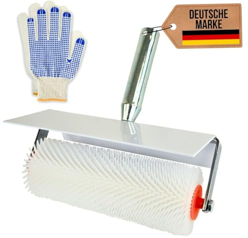 V VEJK Rodillo de púas, masa de compensación de 23 cm, rodillo de purga y rodillo de ventilación para revestimiento de suelos, resina epoxi y masa de nivelación del suelo (rodillo de púas con