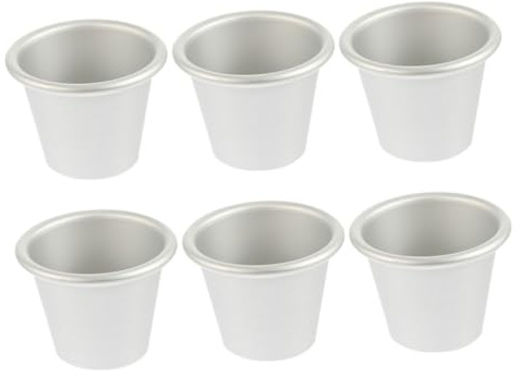 BESTYASH 6pezzi Stampo Rotondo in Alluminio Antiaderente Per Budino Cupcake e Dolci Da Forno Robusto e Facile Da Pulire