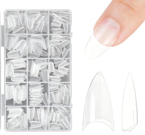 ARYIMYDP 500 Pezzi Unghie Finte Trasparenti a Punta con 10 Misure Diverse, 50 per Misura, Perfetto per Ricostruzione Unghie, Smalto Gel e Stili Ballerina, Facile da Applicare con Linee Guida