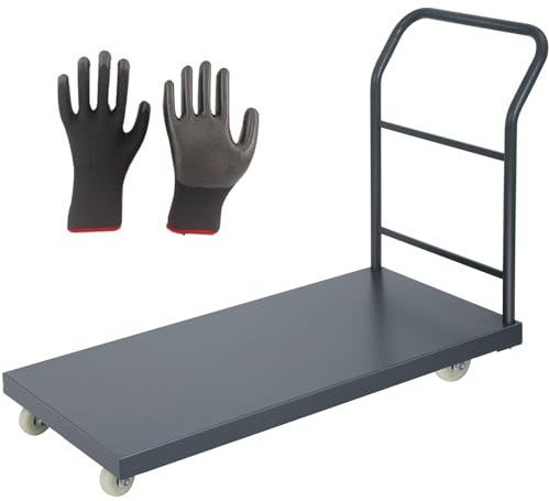 Heavy Duty Flatbed Cart 48x24 Platform Truck with 4 Swivel Wheels, 2000 lbs Capacity Steel Hand Truck, Industrial Utility Push Cart for Warehouse Garage and Moving