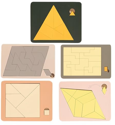 5 Stück Dreieckspuzzle, Knobelspiele Für Kinder Erwachsene Familie, Lösen Der Holzblock-Puzzle-Herausforderung, Holz Puzzle Unregelmäßige Holz-Puzzles Formen Puzzle Bausteine Familienspiel