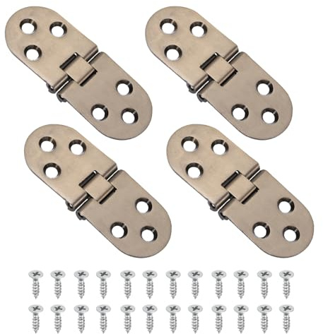 QUARKZMAN 4Pcs Charnières Pliantes Invisibles 3.11 x 1.18 Cuivre Rouge | Charnière Plate En Alliage De Zinc, Charnières De Meuble À 180 Degrés Pour Table En Bois Porte De Cuisine