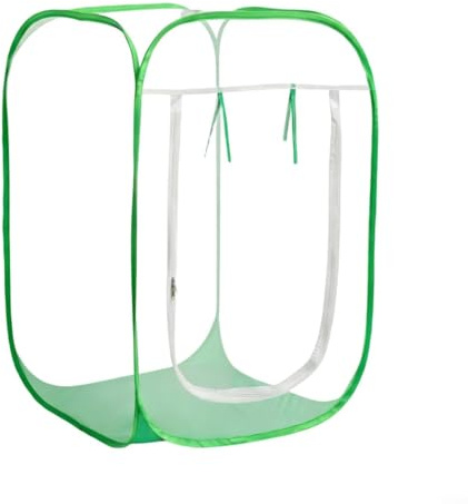 Copertura per piante pop-up, in rete, protezione antigelo, per verdure, frutta, insetti, traspirante, serra da giardino, 60 x 60 x 90 cm, bianco e verde (bordo verde, 70 x 70 x 90 cm)