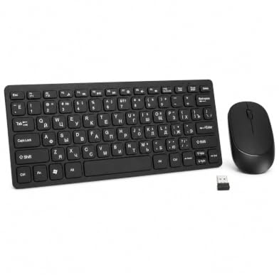 Elprico Combo Tastiera e Mouse Russi Wireless 2.4G per PC Portatile | Layout cirillico a 78 tasti, mouse silenzioso, design a prova di schizzi, inclinazione ergonomica, richiede 2 batterie AAA