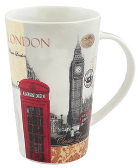 The Leonardo Collection New London Latte Mug for Hot Drinks | Fine China Printed Coffee Cups for Kitchen & Home | Reusable Tea and Coffee Mugs for Every Occasion & All Type of Drinks