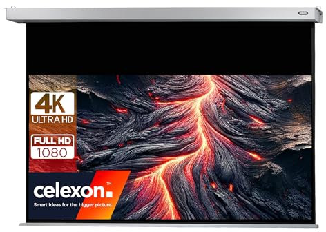 celexon Pro Plus Écran de Projection motorisé 140 | 300x187 cm 16:10 | Écran motorisé 4K, Full-HD pour Votre vidéoprojecteur Home Cinéma | pour Montage au Plafond/au Mur | avec télécommande