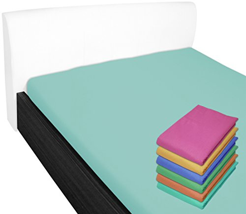 Nurtextil24 Bettlaken 100x170cm 28 Farben 100% Baumwolle ohne Gummizug (60x120cm und 70x140cm) Türkis