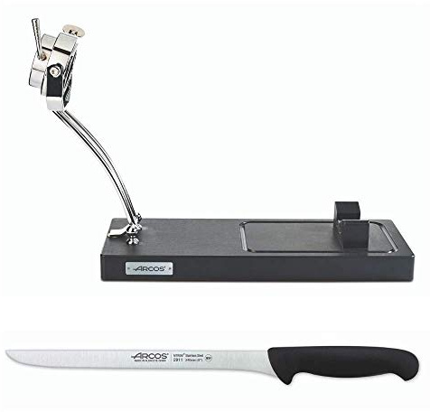 Arcos 808000 808000 Pack skinkhållare + skinkniv, rostfritt stål
