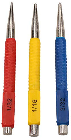 Pointeau de 3 clous clous metal Marquage Dot Code couleur jeu de 1,5 mm - 3mm