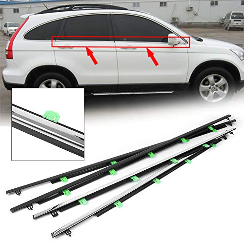 Newsmarts 4 Stück Dichtungsleiste Fensterleiste Auto Außen Fenster Dichtung Gürtel Kompatibel mit Honda CR-V 2007 2008 2009 2010 2011, Chrom