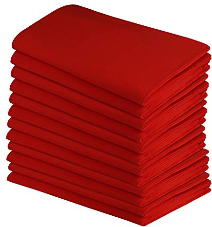 DG Collections 100% Cotton Flour Sack Towels – 12 Pack, 27x27 Inches, Red, Lint-Free, Pre-Washed, Hemmed Edges – Reusable Kitchen Towels for Cleaning, Embroidery, Printing & Crafts - Red