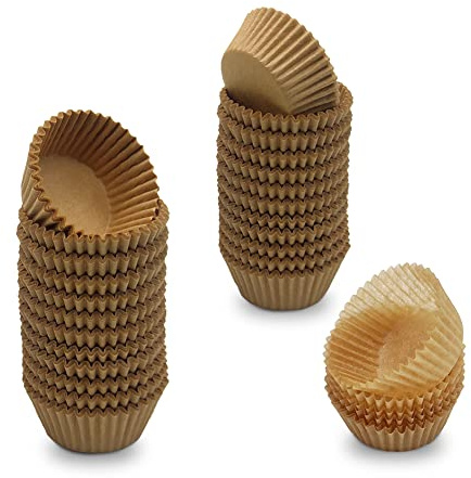 Mombake Ungebleichte Mini-Cupcake-Förmchen, natürliches fettdichtes Papier, Muffin-Backförmchen, 500 Stück