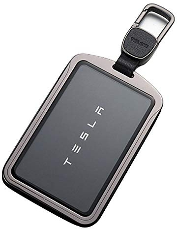 Kwak's Kartenhalter Kompatibel für Tesla Modell 3 Aluminiumlegierung Schlüsselabdeckung Gehärtetes Glasabdeckung All-Inclusive Kartenschutz(1#Grey)