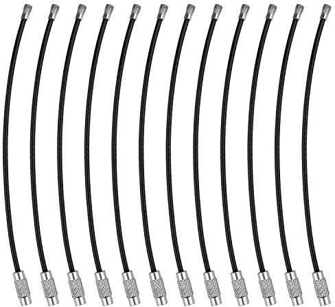 Wisdompro Draht Schlüsselanhänger Schwarz 12 Stück, Schlüsselringe Edelstahl 11 cm, Schlüsselring Groß für Aufhängen Kofferanhänger, Schlüssel, Puppe, Ausweishülle