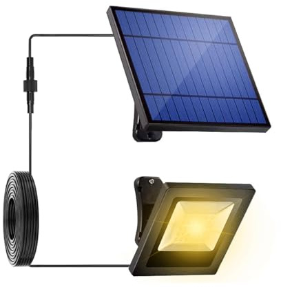 Solar Flood Lights Outdoor Dusk to Dawn Solar Light 4400mAh Waterproof LED 3000K Warm White Solar Powered Lighting for Outside, Wall, Patio