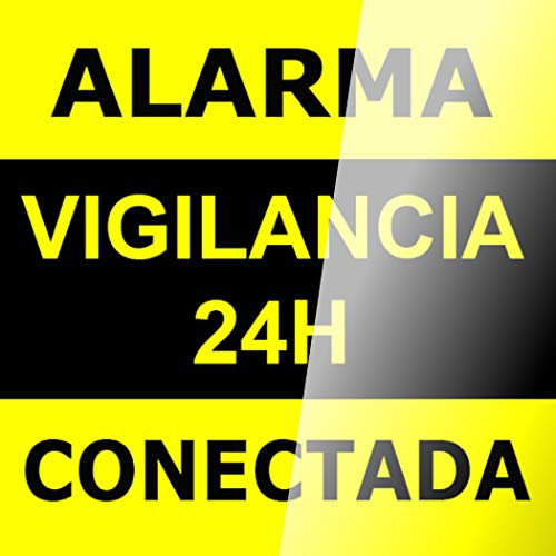 AAPC - Cartel autoadhesivo para cristal 15x15 Alarma Conectada Videovigilancia 24H