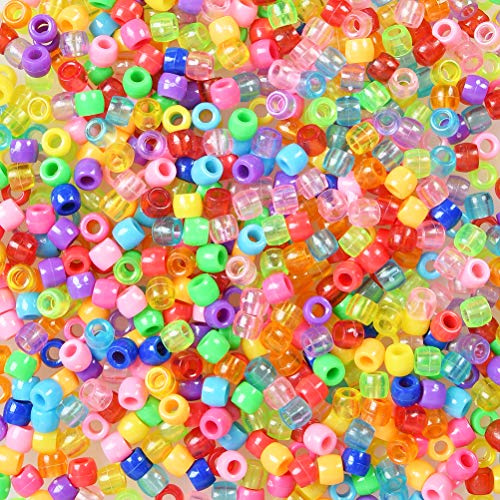 TIMESETL 1800 stycken färgglada pärlor för trådning, plastpärlor 6 x 8 mm stora hantverkspärlor blandade färger klara pärlsmycken för gör-det-själv armband chokerkedjor smyckestillverkning