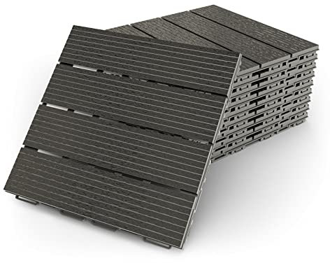 Balkon Terassenfliesen Patio Fertiger Interlocking Bodenbelag Deck Fliesen Innen Außen Garten Decking Déco 30x30 cm 8-Pack