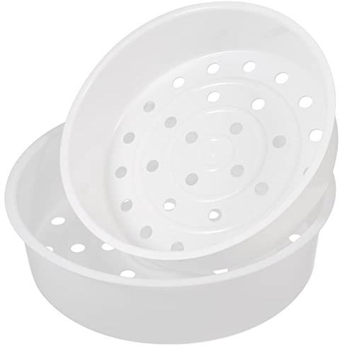 Angoily Rice Cooker Steamer Basket, 3L 5L Plastic Steam Rack Insert for 8.85 Cooker Pot, 2Pcs Round Food Tray, Round Steaming Accessories, Veggie Rack Cooking Utensils, Buns Dumplings Kitchen Gadgets