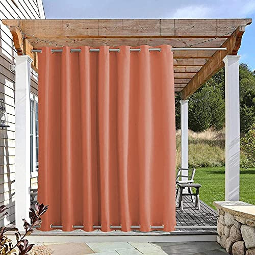 NYKJBD Outdoor Vorhang mit Ösen Oben und Unten, Wetterfest Blackout Outdoor Vorhänge für Terrasse Garten, Uvschutz Sonnenschutz Sichtschutz Gardine, 1 Stück,Orange-B132xH215cm