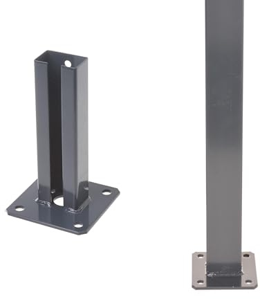 Aqbau Pfostenträger 60x40 mm Anthrazit RAL 7016 – Aufschraubhülse zum Aufschrauben für Doppelstabmattenzaun Pfosten – Pfostenhalter verzinkt & pulverbeschichtet für Zaunpfosten