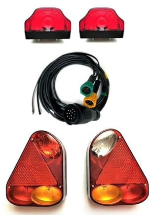 MelTruck Kit Fanali Posteriori LED Rimorchio 13 Poli Luce Targa E9 Baionetta Roulotte Camion 12V 24V Stop Freccia Nebbia Retromarcia Cavo Incluso Completo