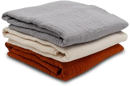 VmG-Store 3x Musselin Set je 0,5m x 1,35m Double Gauze Stoff 100% Baumwollstoff Tex Standard 100 (Set04, 3er Set je 0,5m)