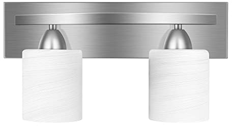 PARTPHONER - Bathroom Vanity Light Fixture - Over Mirror - Modern Glass Shade - Brushed Nickel, E26 Base, 2-Light