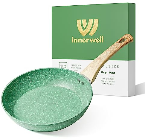 Innerwell Nonstick 9.5 Inch Skillet, Aluminum, Non-Toxic, PTFE & PFOA Free, Suitable for All Stovetops, Easy to Clean, Multipurpose