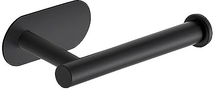 1 Pack Adhesive Toilet Roll Holder Stand - Matte Black SUS304 Stainless Steel, Rustproof Toilet Paper Holder No Drilling Tissue Holder for Kitchen Bathroom Wall Mount Bathroom Tissue Holder