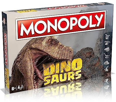 Monopoly Dinosaurs Board Game, Advance to T Rex, Velociraptor or Triceratops and trade your way to success, makes a great gift for players aged 8 plus
